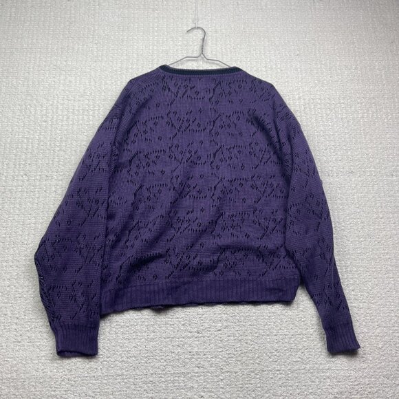 Vintage Serge Saint Yves Psychedelic Knit Sweater Retro Purple / Black Mens XL - Picture 11 of 16